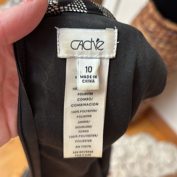 Cache Dress black and white lace print LBD 10 - Picture 6 of 7